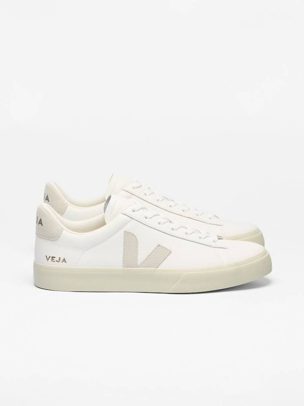 Veja Campo Leather Sneakers in White and Off-White